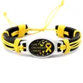 Detalle de la pulsera de concienciación sobre el cáncer infantil con cinta amarilla y cuero. - Cinta Amarilla Pequeña (NO.1)