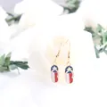 Charming mini flip-flop earrings with USA flag enamel design for Independence Day - Slipper Shape