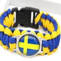 Woven Sweden flag paracord survival bracelet featuring blue and yellow cord and plastic buckle - Sweden Flag Style / Standard Plastic Buckle