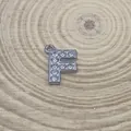 Silver-tone 15mm rhinestone letter F pendant for DIY jewelry making - Letter F Style (C15)