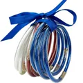Patriotische set van 10 rood-wit-blauwe jelly armbanden met glitter van PVC silicone - USA Vlag