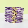 Lot de 9 bracelets en silicone à paillettes violettes avec boucles lotus dorées - Pack de 9 Pièces / Mauve Clair