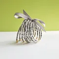 Set of nine flexible PVC jelly bangles with leopard print and a grey satin ribbon - 9 Pieces Set / Small Leopard Print