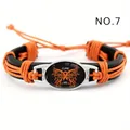 Vista detallada de la pulsera de cuero naranja para la esclerosis múltiple con Cure MS - Concientización EM (NO.7)
