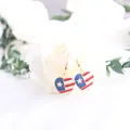 Heart-shaped American flag drop earrings with stars and stripes drip oil design - Heart Horizontal Stripes