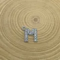 15mm silver letter M pendant charm with sparkling clear rhinestones for DIY jewelry - Letter M Style (C15)