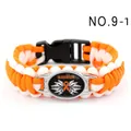 Bracciale paracord intrecciato arancio e bianco con emblema Warrior, variante NO.9-1 - Guerriero