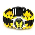 Bracciale in paracord artigianale nero e giallo per sensibilizzazione al cancro - Farfalla Gialla