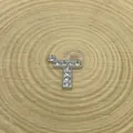 Elegant 15mm silver alloy letter T pendant with pavé rhinestones for DIY jewelry crafts - Letter T Style (C15)