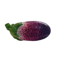 Detailed view of sparkling purple and green rhinestones on eggplant shaped clutch bag - Multicolor Purple