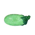 Detailed macro view of high-end green eggplant shaped rhinestone encrusted evening bag - Fruit Green