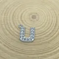 Dainty silver-tone 15mm rhinestone letter U pendant charm for DIY jewelry making - Letter U Style (C15)