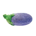 Detailed view of luxury eggplant shaped evening clutch with sparkling purple crystals - Violet