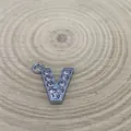 Sparkling silver rhinestone letter V charm pendant for DIY jewelry making 15mm size - Letter V Style (C15)
