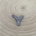 Silver-tone 15mm rhinestone letter Y charm for DIY jewelry making and accessories - Letter Y Style (C15)