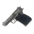 Luxuriöse Abendtasche in Pistolenform, komplett mit schwarzen und klaren Strasssteinen besetzt - Schwarz Grau Silber