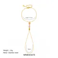 Elegante bracciale da dito in acciaio inossidabile placcato oro 18K con pietre - Stile Zircone Rotondo