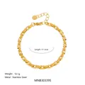 18k gold plated stainless steel twisted chain bracelet with adjustable extender, 17+3cm - Style D Bracelet