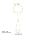 Elegante catena da mano in acciaio inossidabile placcato oro 18k con zirconi marquise - Stile Marquise Bianco