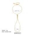 Bracciale da dito a stella in acciaio inossidabile dorato con misure, peso 2,2g - Stile Stella Bianco