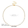 Elegante 18k vergoldete Tennis-Halskette aus Edelstahl mit Baguette-Zirkonia - Rechteck