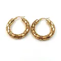 Elegante goldene Edelstahl-Creolen mit einzigartigem gewebtem Hohlmuster-Design - Stil A Hohlring / 40mm / Gold