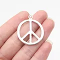 Silver antique peace symbol pendant necklace charm for DIY jewelry making, 34x29mm - Peace Symbol (ABD-C17275) / Antique Silver