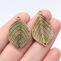 Vintage Bronze Metall Blatt Anhänger Verbinder für DIY Schmuckherstellung 33x20mm - Blattverbinder (A13732) / Antikbronze