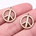 Twee antieke bronzen vredessymbool bedeltjes voor DIY sieraden maken en knutselen 21x17mm - Antiek Brons (ABD-C15472)