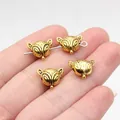 Antique gold fox head alloy beads for DIY jewelry making handmade accessories 13x11mm - Fox Small Hole Bead (D10678) / Antique Gold