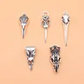 Set of 5 unique antique silver bird skull pendants for Gothic DIY jewelry making accessories - Skull Bird Beak Set (L10196) / 5 Pieces / Antique Silver