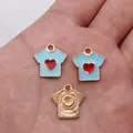 Blue t-shirt shaped alloy enamel charms with red heart for DIY jewelry making - Blue T-Shirt (D20278_U01-D08) / Blue