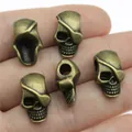 Perles de crâne de pirate en bronze vintage avec grands trous pour bijoux DIY - Bronze Antique (A12833)
