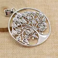 Colgante grande de árbol de la vida de aleación de plata para accesorios DIY - Plata antigua