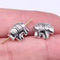 Cuenta espaciadora de elefante de plata antigua de 11x10mm para creación de joyas DIY - Plata Antigua (B16366)