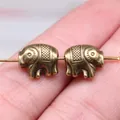 Cuentas de elefante de metal dorado vintage para accesorios de joyería DIY - Bronce Antiguo (A13198)