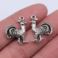 Paire de pendentifs coq en argent antique 20x16mm pour la création de bijoux DIY - Argent antique
