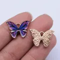 Pendentif papillon en émail violet et bleu pour la fabrication de bijoux faits main - KC Or (D11485) / Dégradé Violet