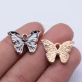 Magnifiques pendentifs de papillon pour bijoux DIY avec émail et finitions dorées - KC Or (D11482) / Rayures Noires et Blanches
