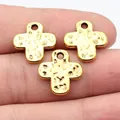 Small gold-tone hammered metal cross pendant charms for DIY jewelry making 17x16mm - Cross Pendant (D15183) / 17x16mm / Antique Gold