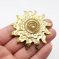 Großer goldener Sonnenanhänger mit Spiralwirbelmuster für DIY-Schmuck - Wirbel Sonne Anhänger (D15228) / Altgold