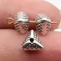 Antique silver textured triangle and oval spacer beads for handmade jewelry making - Antique Silver