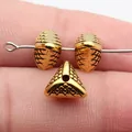 Golden triangular textured spacer beads with 1.7mm hole for DIY jewelry making crafts - Antique Gold