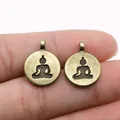 Vintage bronze alloy double-sided Buddha pendant charms 19x15mm for DIY jewelry craft - 10 Pieces Pack / Antique Bronze