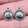 Vintage silver Chinese Fu and Good Luck charms for DIY jewelry making, 16x13mm pendants. - Chinese Fu Good Luck Pendant (B15756) / 10 Pieces/Pack / Antique Silver