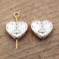 Textured silver heart-shaped spacer beads with 1.6mm hole for DIY jewelry making - Antique Silver