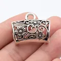 Antiksilberner hohler Blumenschal-Clip-Anhänger für Schmuckherstellung und DIY-Projekte - 32x25x18mm / Antiksilber