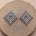Vintage Silber hohle Raute Verbinder für filigrane DIY-Schmuckherstellung, 24x22mm Größe - Antiksilber