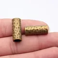 Antique bronze hammered texture long tube bead for dreadlocks and jewelry making - Antique Bronze
