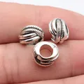 Antique silver geometric textured spacer beads for DIY dreadlocks and jewelry making - 10 Pieces Pack / Antique Silver
